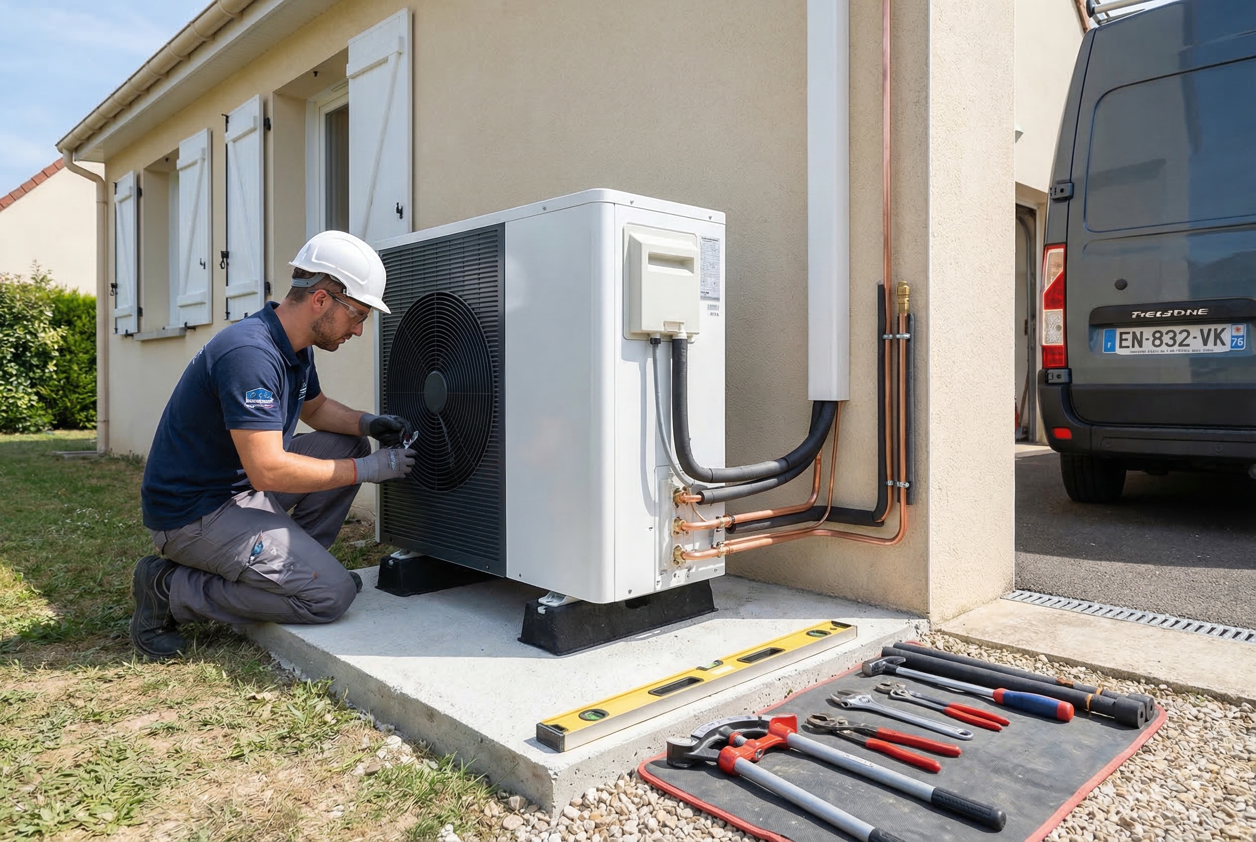 Installation correcte d'une pompe à chaleur par un professionnel